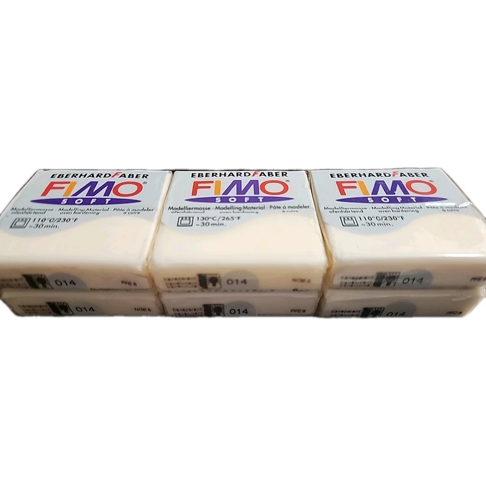 6x Eberhard Faber Soft Fimo Polymer Horno Hornear Arcilla 2oz, 12oz Total, Transparente Foto 1 de 2