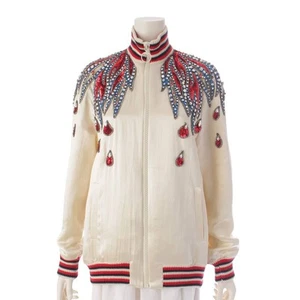 GUCCI Bijou Sequin Bomber Jacket Blouson 519157 Beige 36 Authorized 199704 - Picture 1 of 9