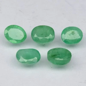 💎 1.73ct 5pcs Lot Oval Green Emerald - Zambia Gemstone - Picture 1 of 4