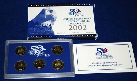 2002-s  Clad STATE QUARTERS Proof Set in original BLUE box Cover