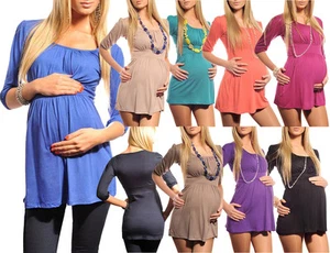 Casual Maternity Scoop Neck Top Tunic Pregnancy Wear Size 8 10 12 14 16 18 5006 - Picture 1 of 19