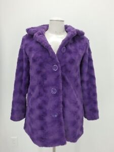 Sheared Beaver Faux Fur Coat Jacket 10/12 Purple Girl's 40308