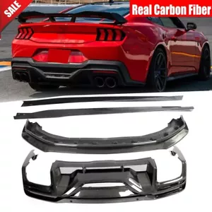 For 24UP Ford Mustang Dark Horse Real Carbon Rear Diffuser Side Skirts Front Lip - Bild 1 von 14