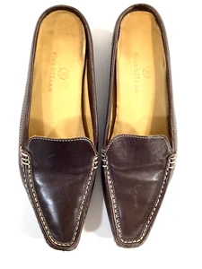 COLE HAAN Women’s Size 6AA Brown Leather Slip-on Heeled Loafers - Picture 1 of 13