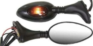 EMGO Universal Ducati Style Left Side Mirror With Turn Signal Black 20-25162 - Picture 1 of 4