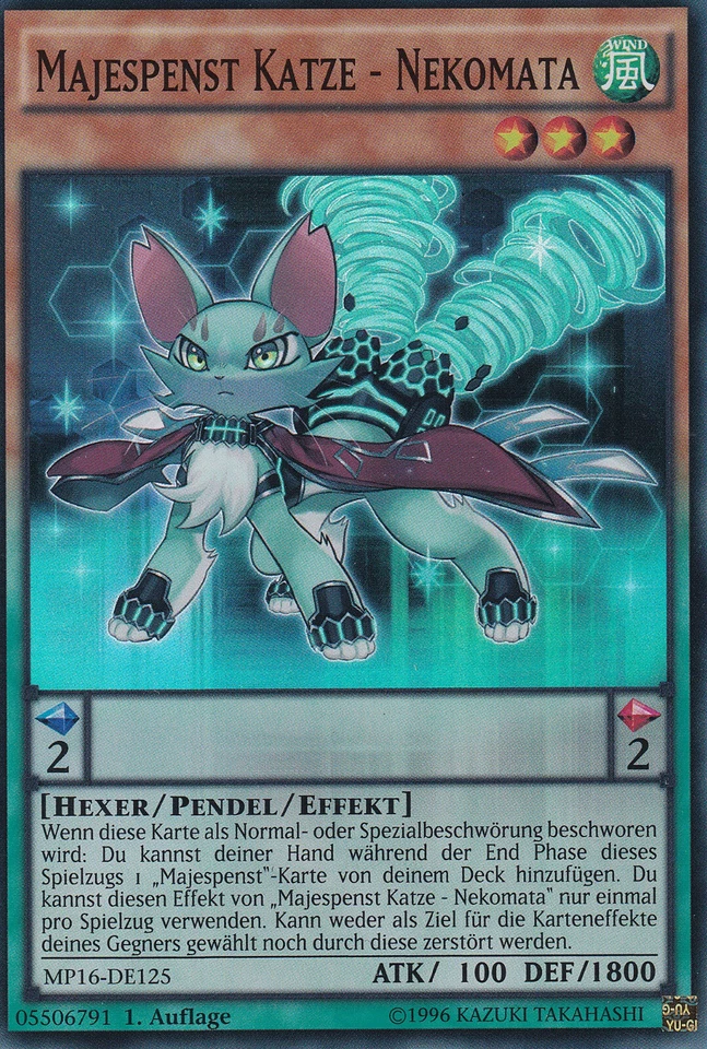 Yu-Gi-Oh MP16-DE125 Majespenst Katze Nekomata 1 Aufl. Super Rare NM - Bild 1 von 1