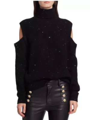 Generation Love 'Norah' Sequined Cold-Shoulder Turtleneck Sweater sz M NWT - Image 1 of 4