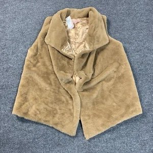 Philosophy Republic Clothing Vest Womens Extra Large Beige Open Front Fuzzy NWT - Picture 1 of 14