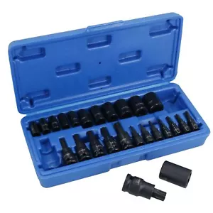 25pc Male + Female Impacted Impact Torx Star E Sockets T8 – T60 + E4 – E22 - Picture 1 of 6