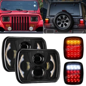 7x6" LED Headlights + Tail Light Brake Backup Reverse Kit For Jeep Wrangler YJ - Picture 1 of 12