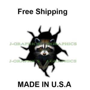 Racoon Vinyl Sticker Window Bumper Laptop Tablet Decal Racoons B - Picture 1 of 2