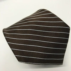 Vintage BRIAR 56L Mens Silk Necktie Brown Pale Blue Striped Tie Made in England - Picture 1 of 6