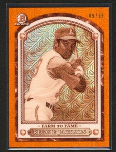 2020 Bowman Chrome Farm To Fame Reggie Jackson Orange Mojo Refractor /25 Jersey 