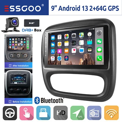 DAB+ 64G CarPlay Autoradio Android 13 Navi Kamera Für Opel Vivaro B Fiat Talento - Bild 1 von 4