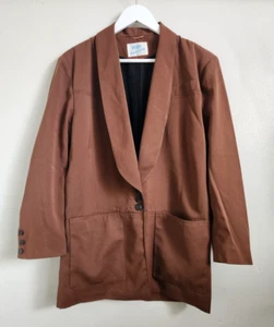 Wallis Exclusive Blue Label Vintage 80s Brown Blazer Jacket Size 8 Womens - Picture 1 of 9
