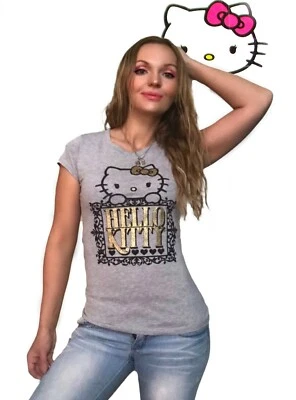 Sanrio Hello Kitty "Fancy in Gold" fitted women's T-shirt slim fit S,L - Image 1 of 4