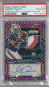 PSA 10 GEM MINT 10 - Gabriel Davis 2020 Panini Prizm Purple Power Patch Auto /49