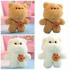 White Brown Plush Bear Pendant Bag Ornament Stuffed Bear Cartoon Bear Doll