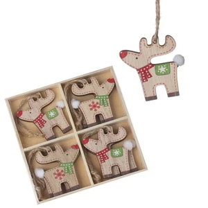 Heaven Sends Wooden Reindeer Rustic Christmas Tree Decorations Boxed Set - Picture 1 of 1