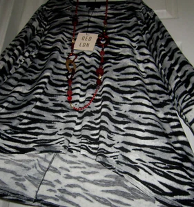 QED LONDON ~ TUNIC TOP ~ DIPPED BACK ~ ZEBRA PRINT ~ S/M ~ BNWT - Picture 1 of 8