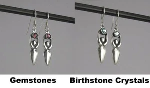 Pendientes de gancho de sanador espiritual con elección de la diosa de cristales de piedras preciosas o piedras natales - Imagen 1 de 4