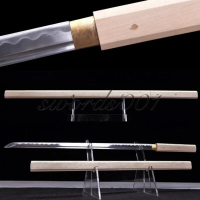 Espada samurai japonesa Shirasaya blanca Katana hoja afilada de acero al carbono espiga completa Foto 1 de 4