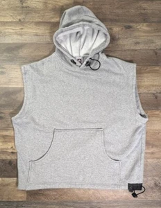 Sudadera con capucha vintage años 90 sin mangas entrenamiento cuadrada recortada gris medio levantamiento de pesas. - Imagen 1 de 7