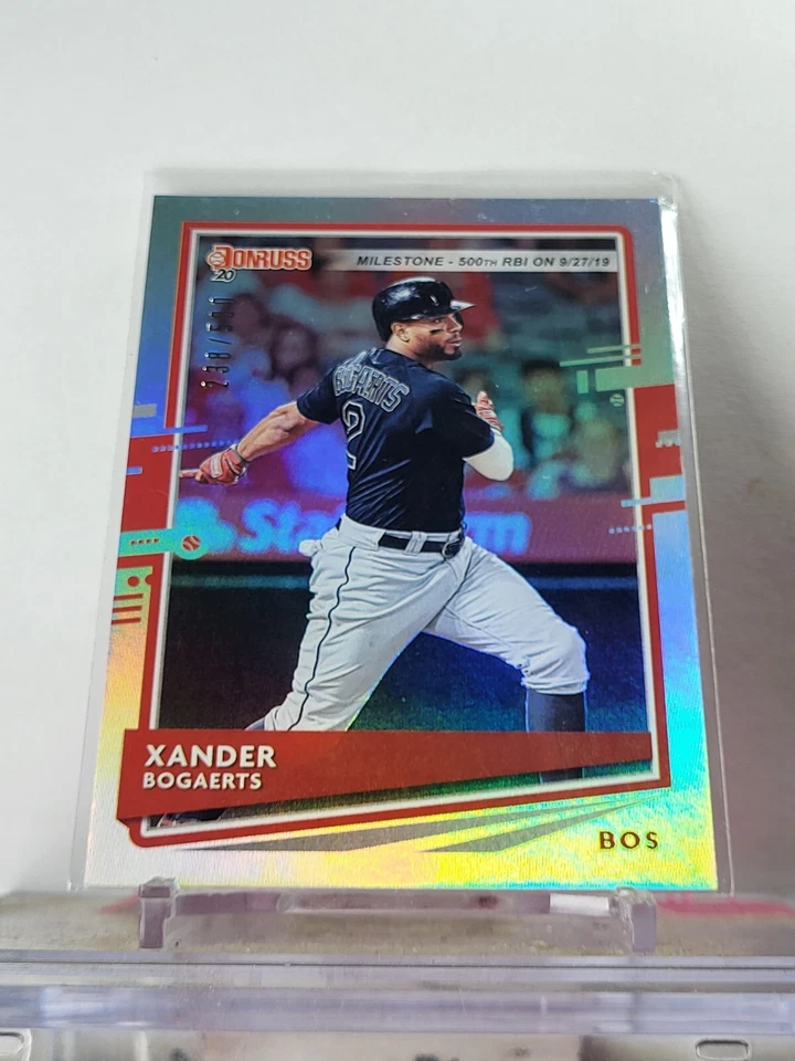2020 Panini Donruss Xander Bogaerts Stat Line #/500 Boston Red Sox #75 - Image 1 of 2