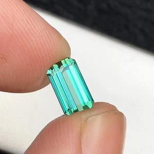 1.75 Carat Natural Emerald Cut Bluish Green Tourmaline Gemstone From Afghanistan - Picture 1 of 12