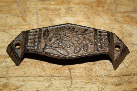 2 Cast Iron Antique Victorian Style OVAL Drawer Pull, Barn Handle, Door Handles Cover