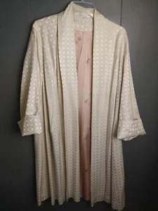 Vintage handmade Ivory checked shawl collar Duster Jacket Large Formal wedding - Picture 1 of 9