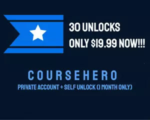 Coursehero | coursehero 30 unlocks only $19.99!!! - Picture 1 of 1
