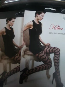 NEW Killer Legs Fishnet Pantyhose Nylon Tights (Web Strip) Stripes O/S Gothic - Picture 1 of 1