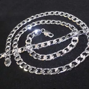 Mens Polished 925 Silver Filled Plated 24" long Necklace Chain Bracelet Set - Picture 1 of 7