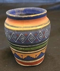 Vintage Mexican Pottery Pot Tonala Region Aztec Mayan Folk Art 3" Mended - Picture 1 of 11