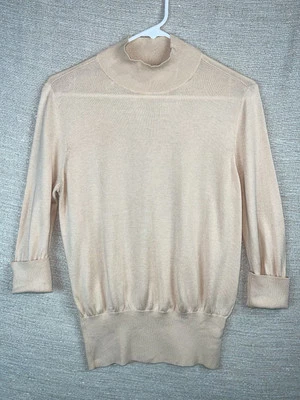 Suéter macio leve Pamela Dennis tamanho M seda cashmere mock kneck - Imagem 1 de 4