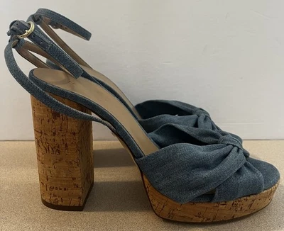 Sandalia LK Bennett Amanda Denim Corcho Plataforma Tacón Alto NUEVA Talla 42 Foto 1 de 4