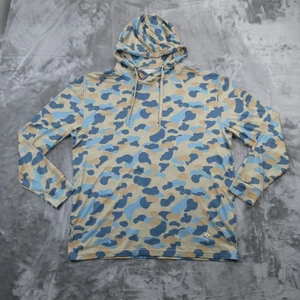 Burlebo Felpa con Cappuccio Camicia Uomo Grande Blu Beige Mimetica Performance Pullover Leggero - Foto 1 di 18