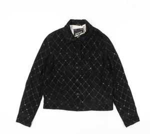Scotch & Soda Women's Black Geometric Suede Jacket - Picture 1 of 12