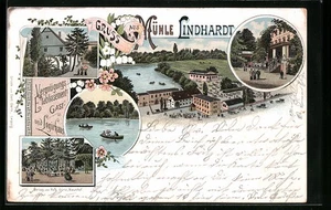 Lithographie Mühle Lindhardt, Gast- und Logierhaus Mühle Lindhardt, Garten, Ein - Picture 1 of 2