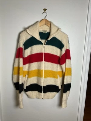 Vintage L.L. Bean Hudson Bay Point Stripe Wool Full Zip Jacket USA Made VTG 70’s - Image 1 of 4