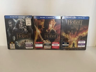 The Hobbit Trilogy Steelbook Blu-ray Lot - LoTR Lord Of The Rings Prequel New Foto 1 de 4