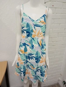 BNWT Roxy Pastel Leaf Print Summer Dress, Size S - Picture 1 of 7