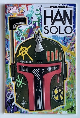Star Wars Han Solo #1 - Cubierta de boceto original dibujada a mano - Casco Boba Fett Foto 1 de 2