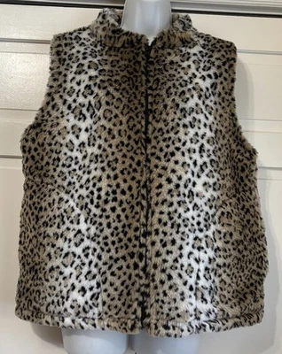 Chaleco De Colección Empedrado Cañón Estampado Animal Peluche Polar Imitación Piel Cremallera Completa Grande Foto 1 de 4