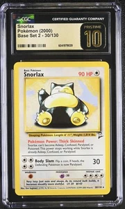 CGC 10 PRISTINE Snorlax 2000 Base Set 2 30/130 Pokemon Card - Picture 1 of 2