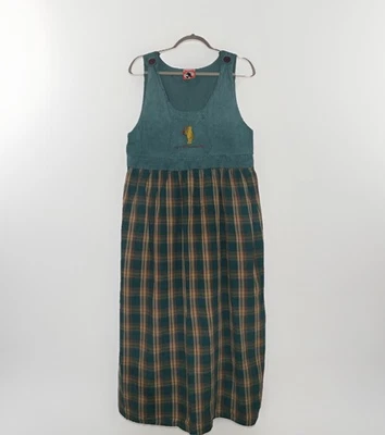 Vintage 90s Y2K Disney Store Winnie The Pooh Flannel Corduroy Dress Size M - Image 1 of 4