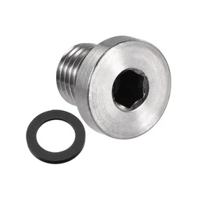 Stainless Steel Inner Hex Head M12x1.5 Pipe Fitting Plug with Seal Rings - Picture 1 of 4