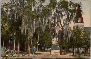 Vintage PALATKA, Florida Postcard "FOURTH STREET" Church View - 1910 Cancel - Picture 1 of 2