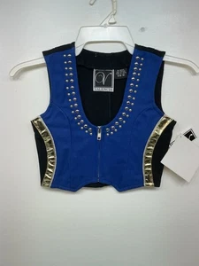 New Kids Blue With Bling Valencia Sleeveless Zip Up Vest S #052235G 3B-60 - Picture 1 of 16